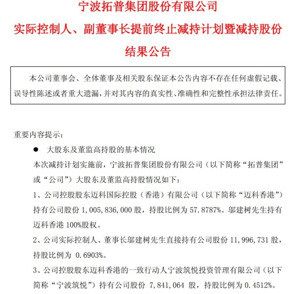 配配查 机器人“牛股”突发！拓普集团拟变更4亿元募资用途并延期一项目，实控人父子提前20天终止减持计划