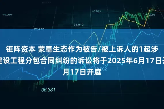 钜阵资本 蒙草生态作为被告/被上诉人的1起涉及建设工程分包合同纠纷的诉讼将于2025年6月17日开庭